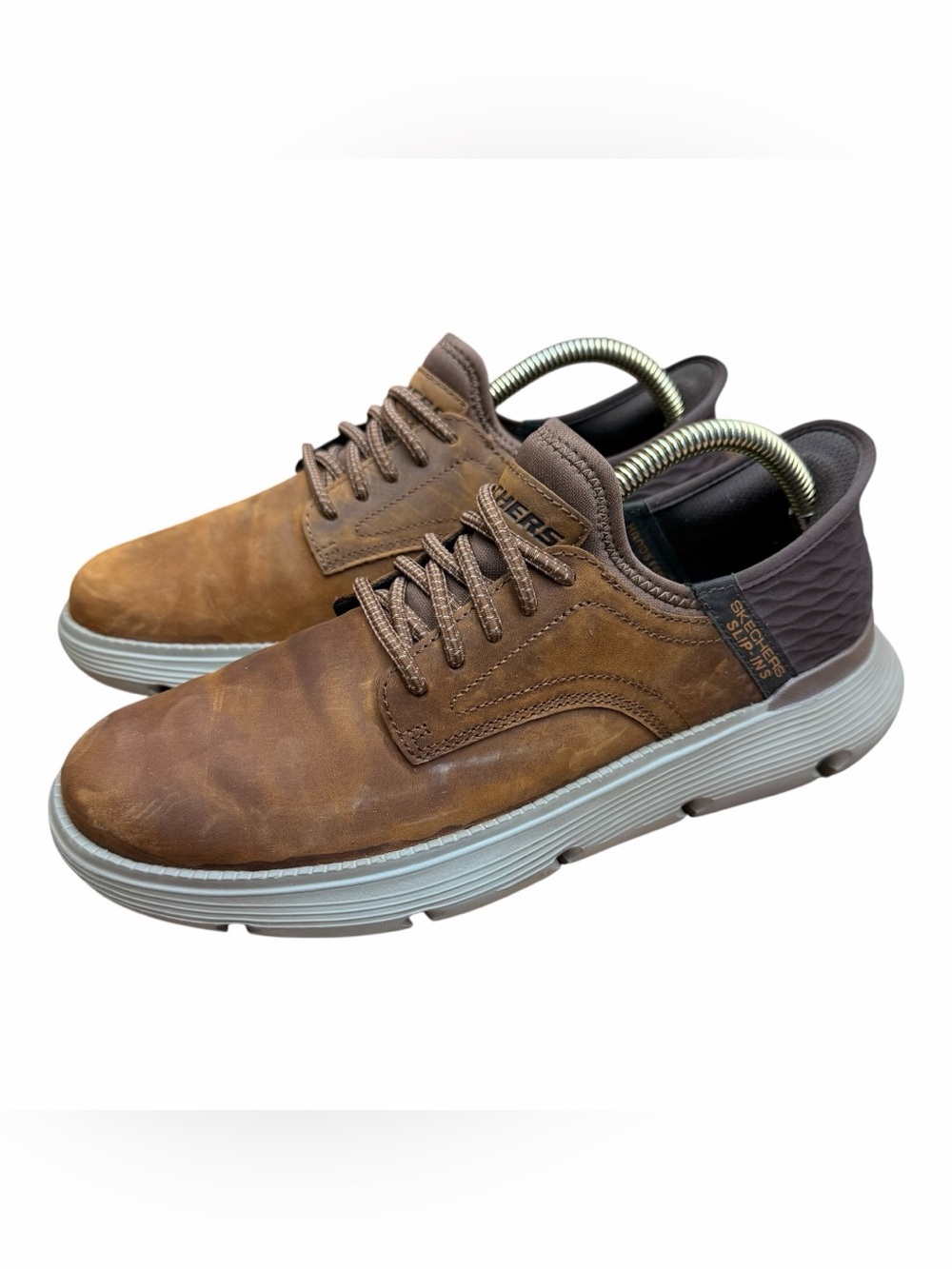 Skechers Men’s size 8 Brown Leather Casual Lace-Up Sneakers